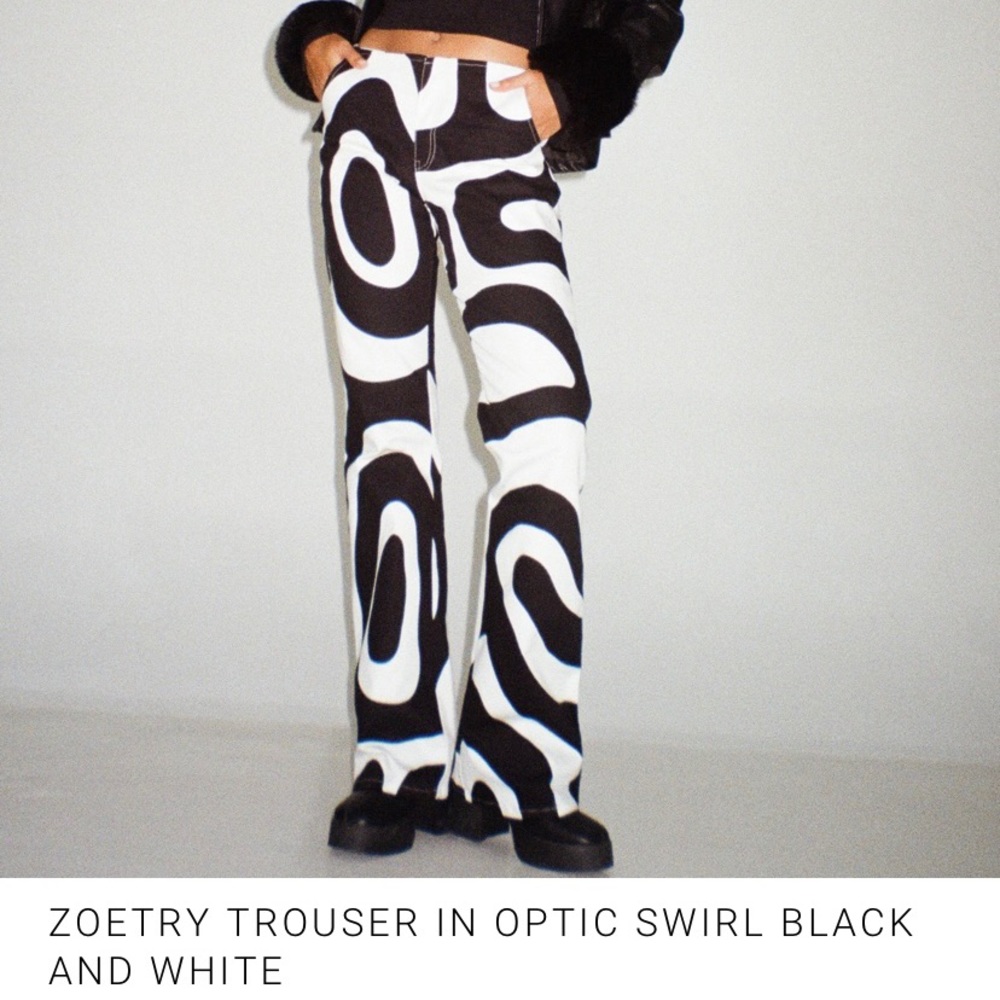 Zoetry Trouser in Optic Swirl Black and White